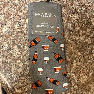 Jos. A. Bank Gray Socks business socks with brown liquor bottles NWT